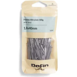 50g pointes tête homme acier brut - 1,8x40 mm