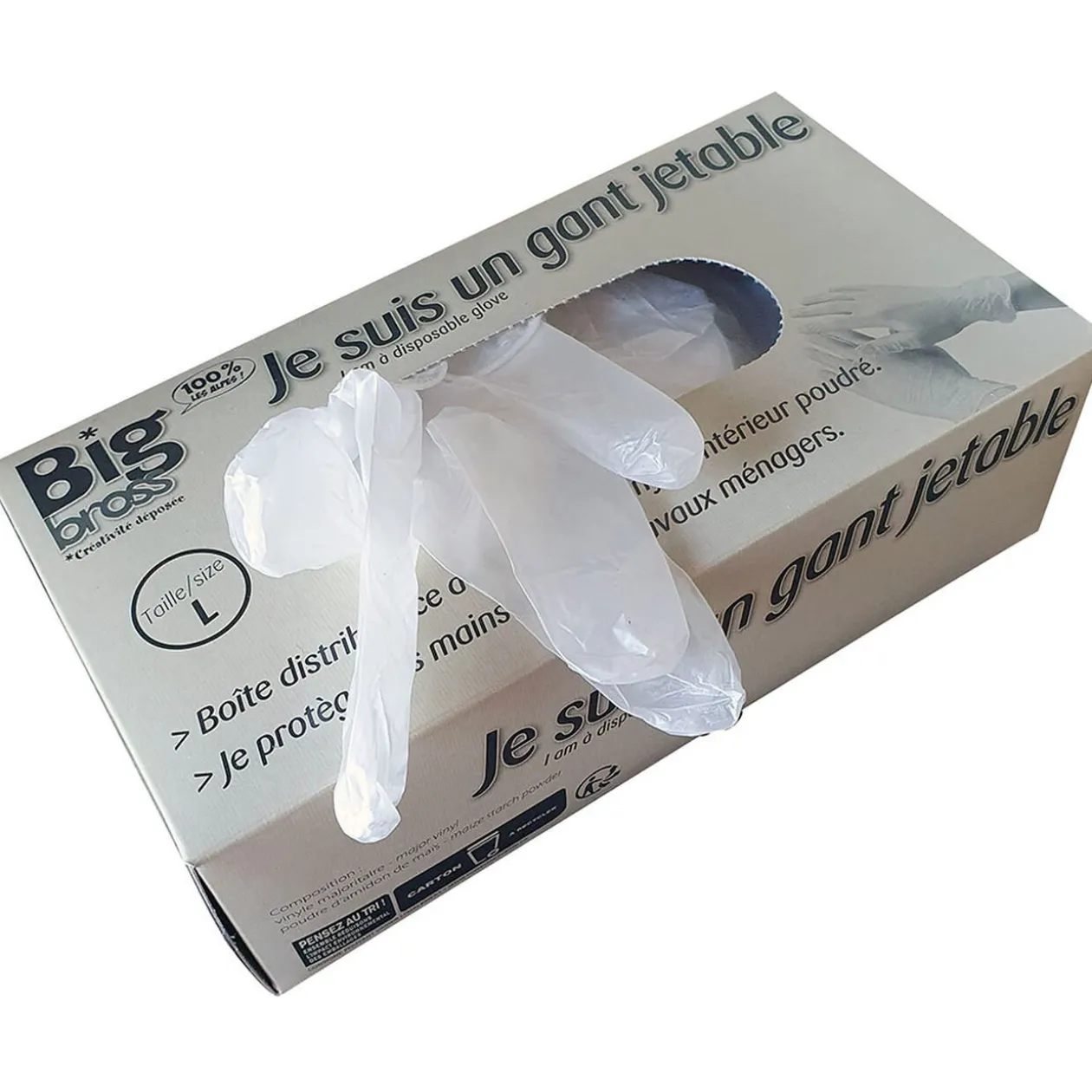 Gant en vinyle intérieur poudré taille L x 100