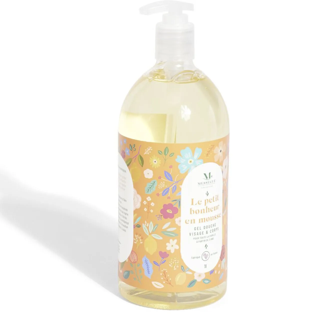 Gel douche visage et corps Le Petit Bonheur en Mousse Mességué 1L