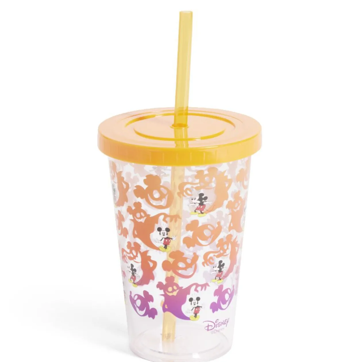 Gobelet à paille Mickey Disney Halloween fantôme orange et violet