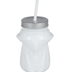 Gobelet animalier en verre + paille + couvercle