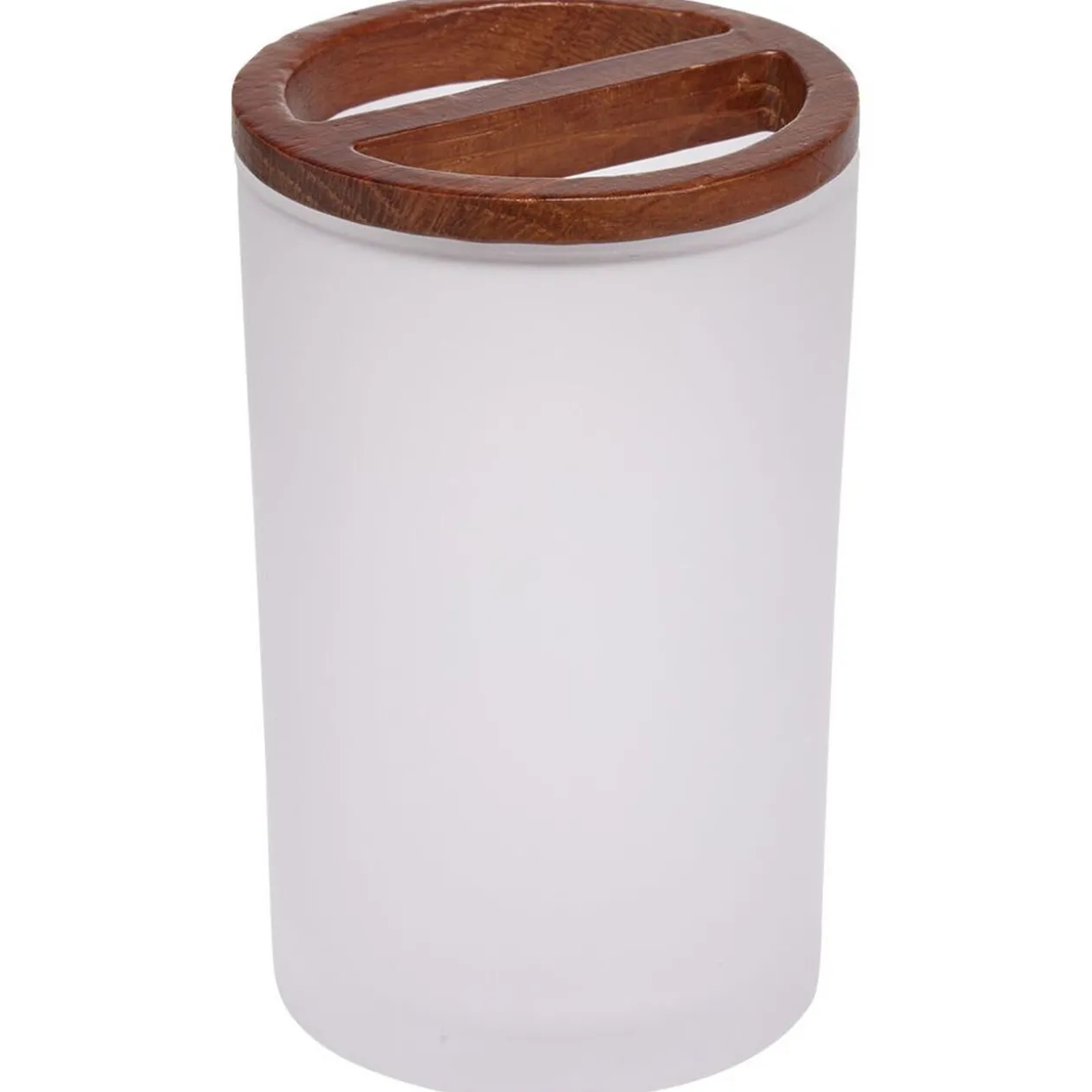 Gobelet blanc en verre et bois Ø7xH11,7cm