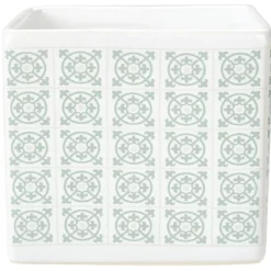 Gobelet carré à motif ciment blanc vert