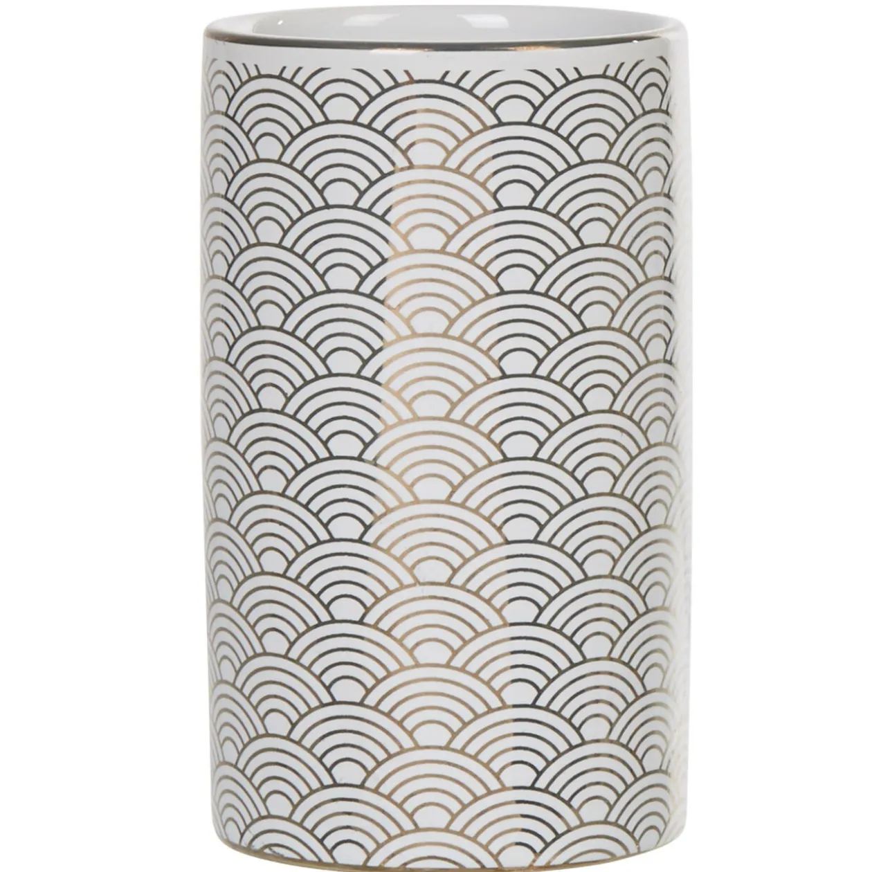 Gobelet céramique motif écaille blanc doré