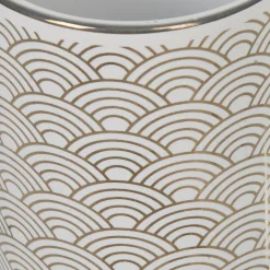 Gobelet céramique motif écaille blanc doré