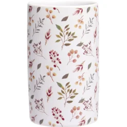 Gobelet céramique motif floral blanc et rose Ø6xH10,5cm