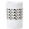 Gobelet de salle de bain blanc motifs triangles