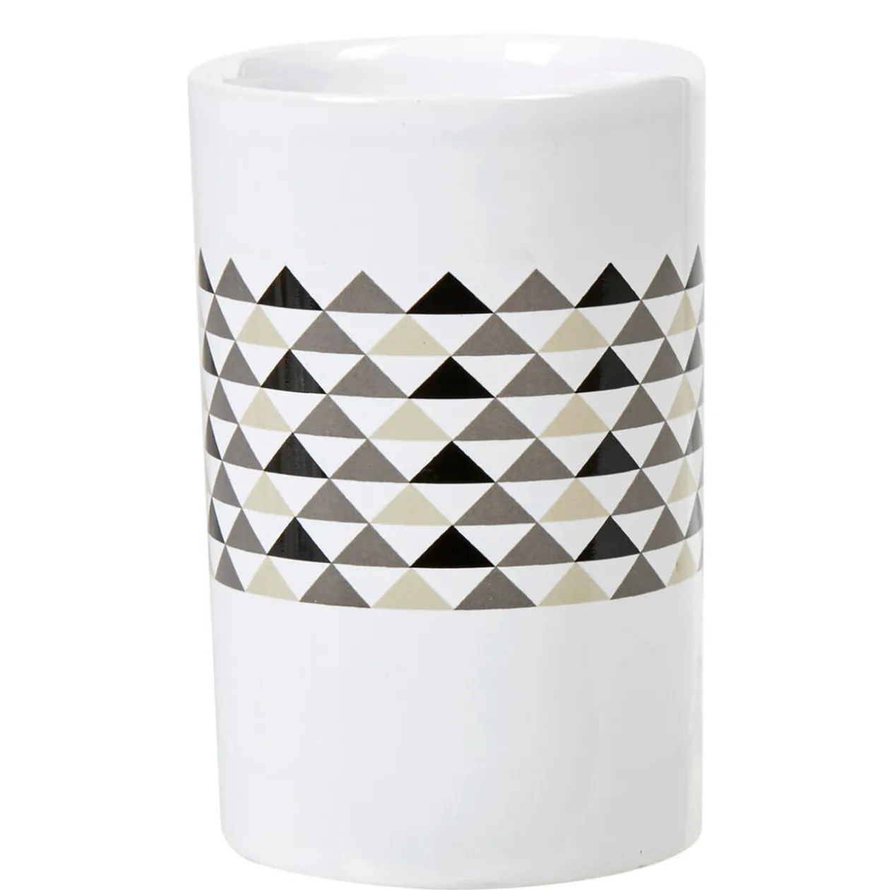 Gobelet de salle de bain blanc motifs triangles