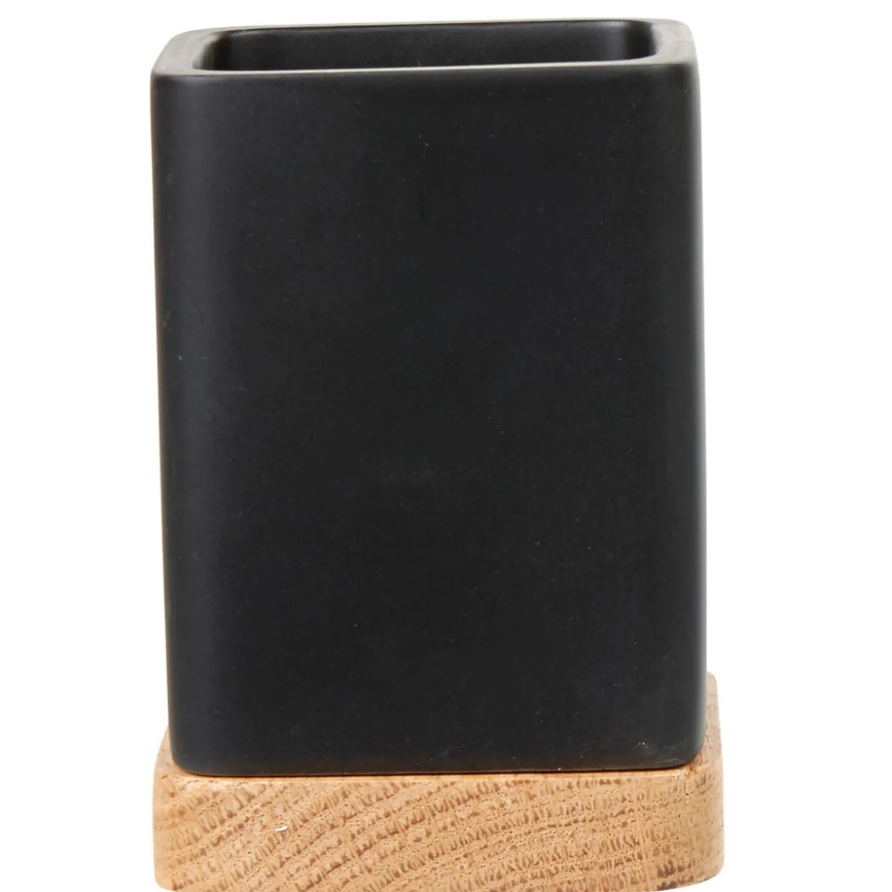 Gobelet de salle de bain noir et bois