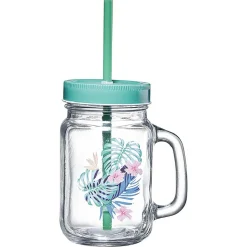 Gobelet en verre avec couvercle et paille assortie 400 ml