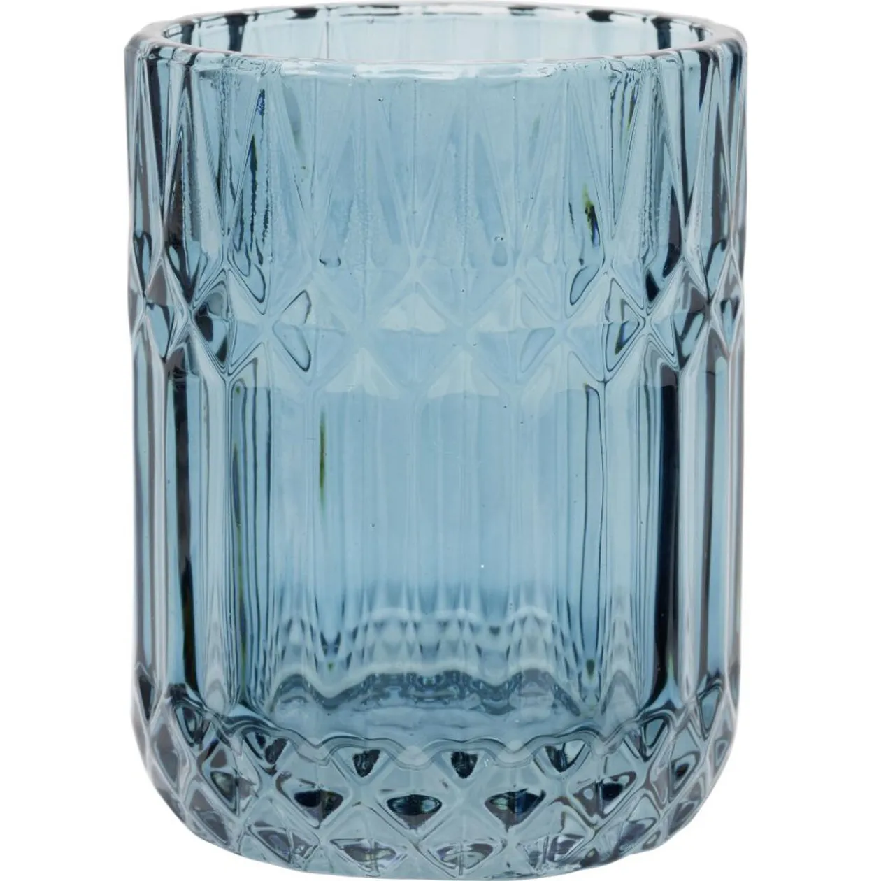 Gobelet en verre effet cristallin bleu Ø8xH10,5cm