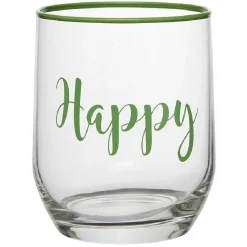 Gobelet en verre inscription Happy bord coloré 31,5 cl