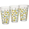 Gobelet haut verre transparent motif citron jaune et bleu 30cl x3