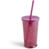 Gobelet 490ml en verre avec couvercle plastique - 3 coloris