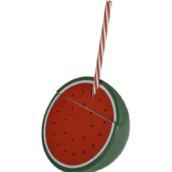 Gobelet plastique et paille en forme de pastèque