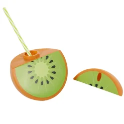 Gobelet plastique et paille en forme de kiwi
