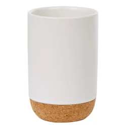 Gobelet pour salle de bain blanc liège naturel