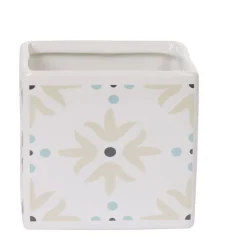 Gobelet salle de bain carré blanc design carreau de ciment