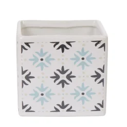 Gobelet salle de bain carré blanc design carreau de ciment