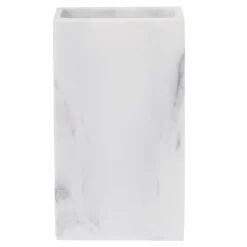Gobelet salle de bain céramique blanc effet marbre