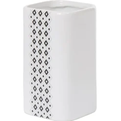 Gobelet salle de bain céramique motif nordique noir blanc