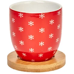 Gobelets café et sous tasse blanc motif noir rouge 11 cl x4