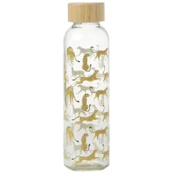 Gourde bouteille en verre avec bouchon bambou 500ml Ø6,5xH22cm