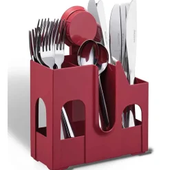 Égouttoir à couverts rouge à ventouse