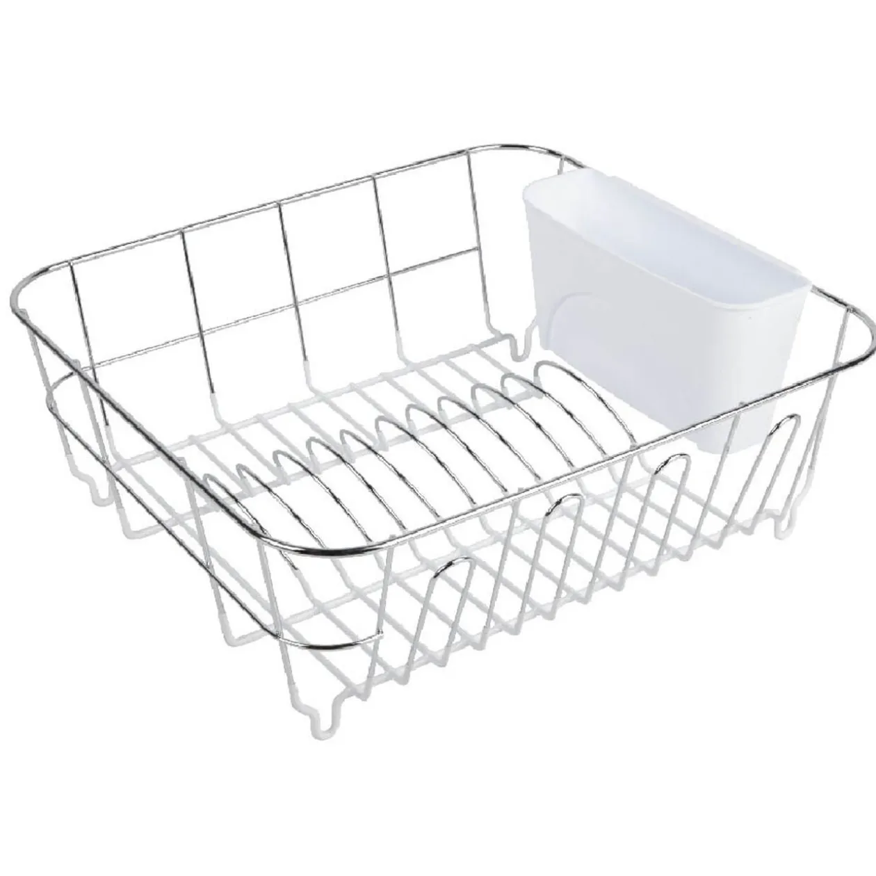 Égouttoir à vaisselle gris avec bac à couvert blanc