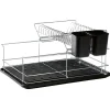 Égouttoir avec plateau et supports couverts noirs 2 niveaux