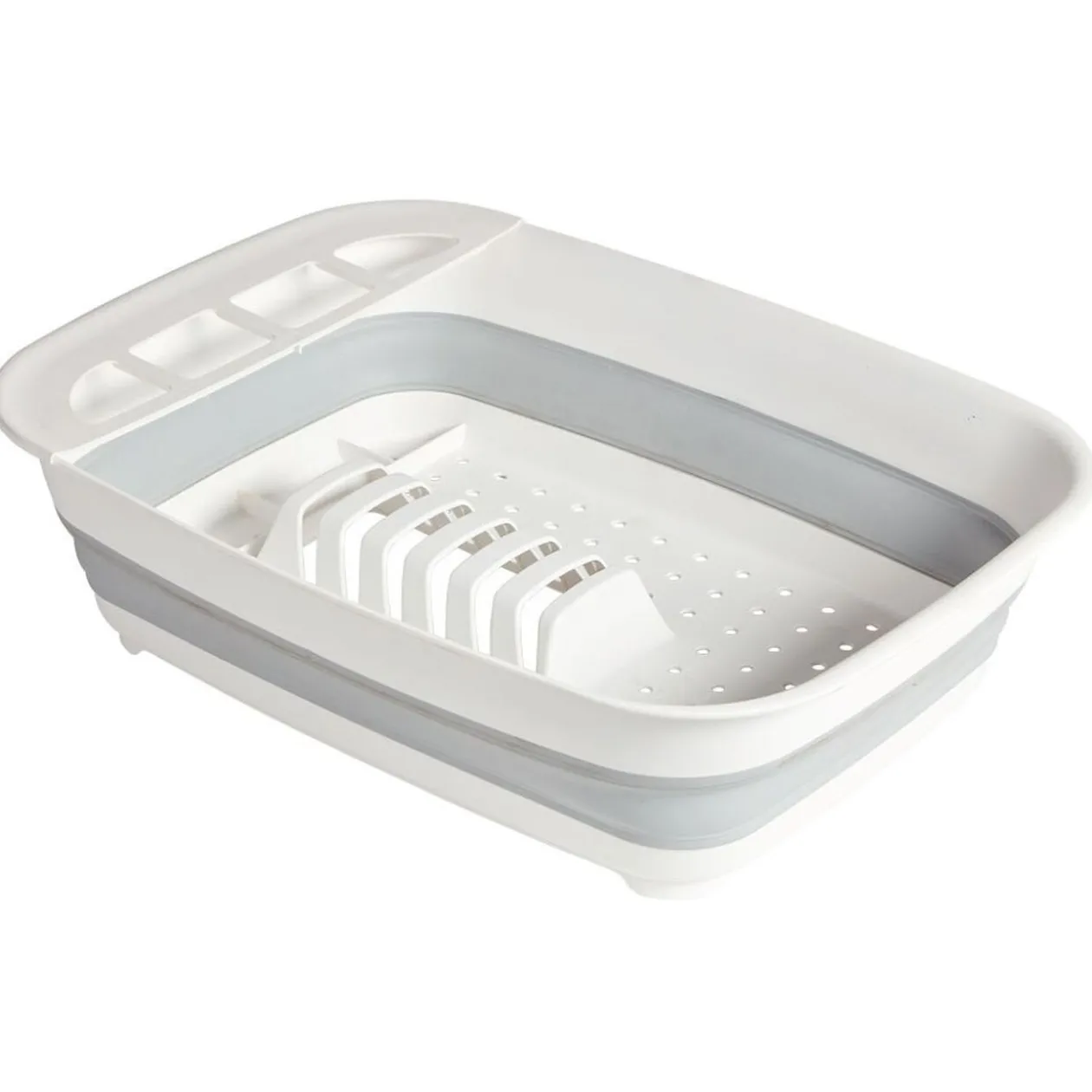 Égouttoir rétractable plastique blanc 45x32,5xH5,5/12cm