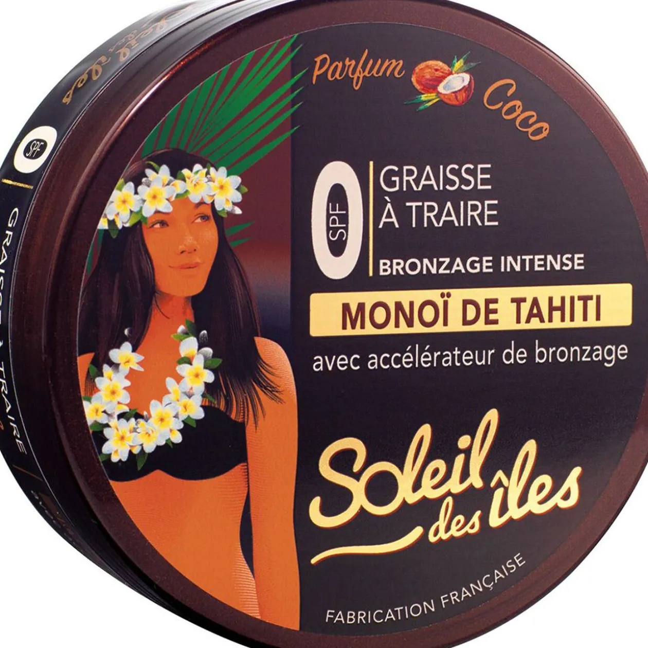 Graisse à traire bronzage intense Monoï de Tahiti parfum des îles SPF0