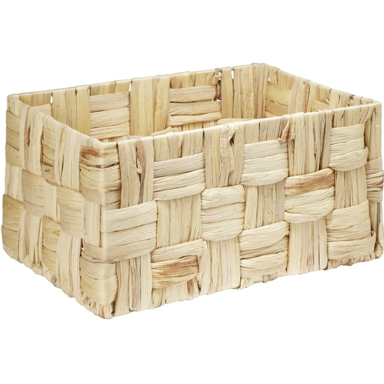 Grande panière rectangulaire tressée en jonc