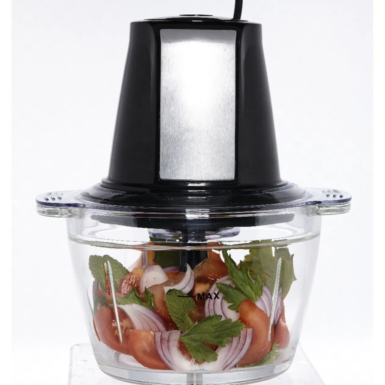 Hachoir électrique noir et transparent