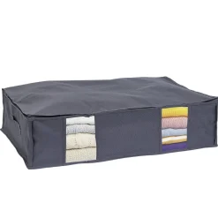 Housse de rangement dessous de lit Gris - L65 x l45 x H15,5 cm