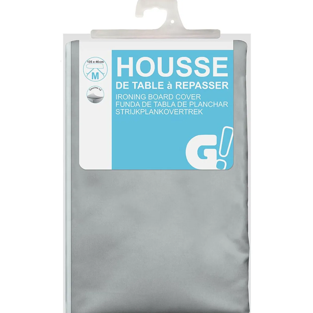 Housse de table à repasser gris 135x45 cm