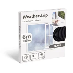 Joint d'isolation adhésif silicone plat pour porte et fenêtre 6m noir