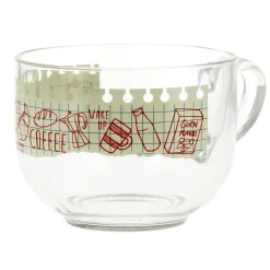 Jumbo en verre 70 cl transparent motif bloc note petit déjeuner