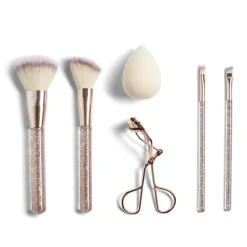 Kit accessoires maquillage 6 pièces beige ou rose - 2 coloris