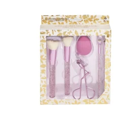 Kit accessoires maquillage 6 pièces beige ou rose - 2 coloris
