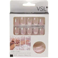 Kit de faux ongles en acrylique rose clair effet miroir
