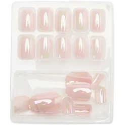 Kit de faux ongles en acrylique rose clair effet miroir