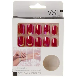Kit de faux ongles en acrylique rose foncé effet miroir