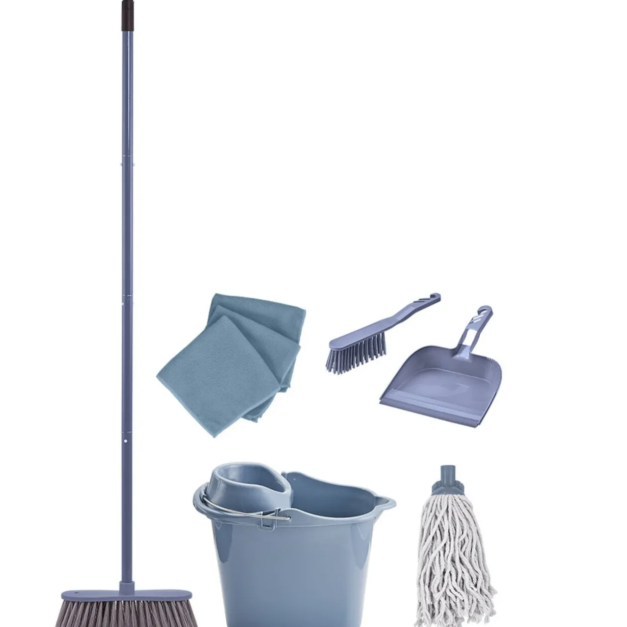 Kit de ménage complet bleu 11 pièces