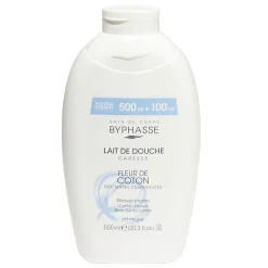 Lait de douche Byphasse caresse fleur de coton pH neutre 600ml