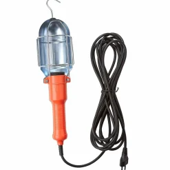 Lampe baladeuse de chantier avec crochet rotatif en métal