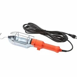 Lampe baladeuse de chantier avec crochet rotatif en métal