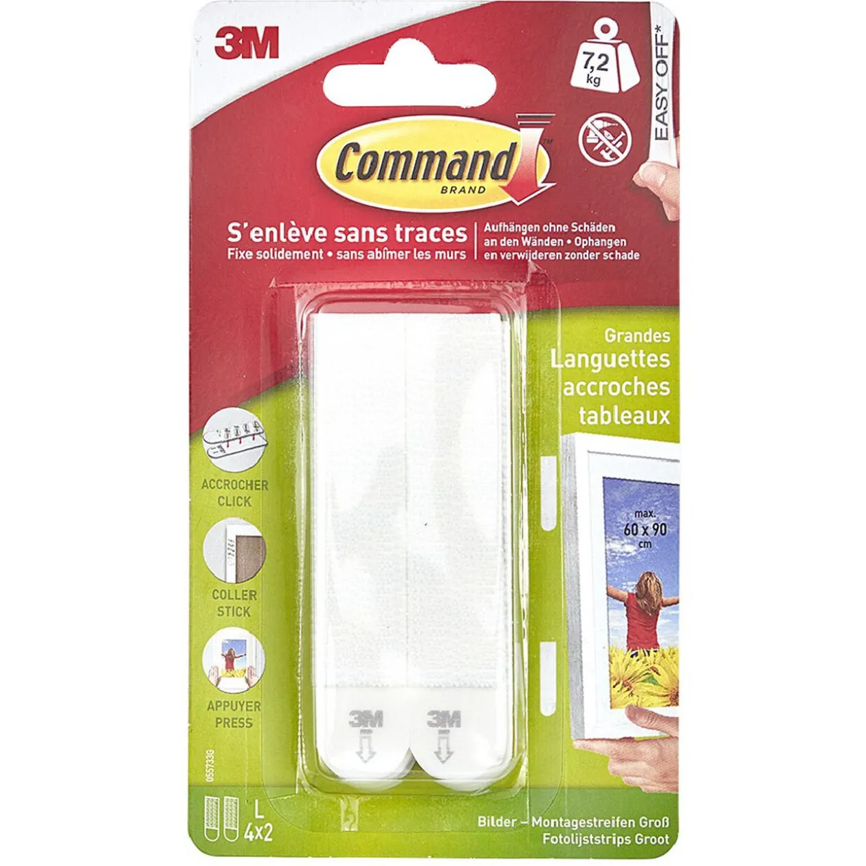 Languette de fixation pour cadre ou tableau grand modèle 4x2