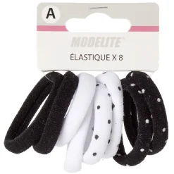 Élastique en mousse noir et blanc x8