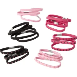 Élastique latex uni imprimé noir rose x20